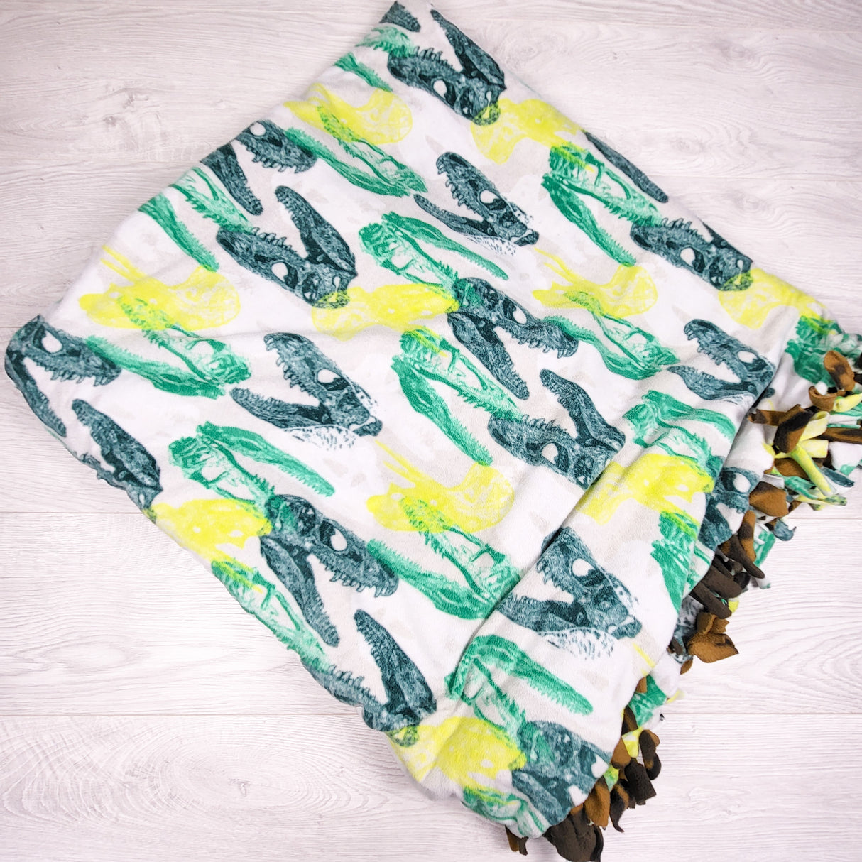 Handmade fleece knotted fringe throw blanket (sorry, no shipping)