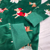 Carters green velour 2pc Christmas PJs. Size 6 - AS IS