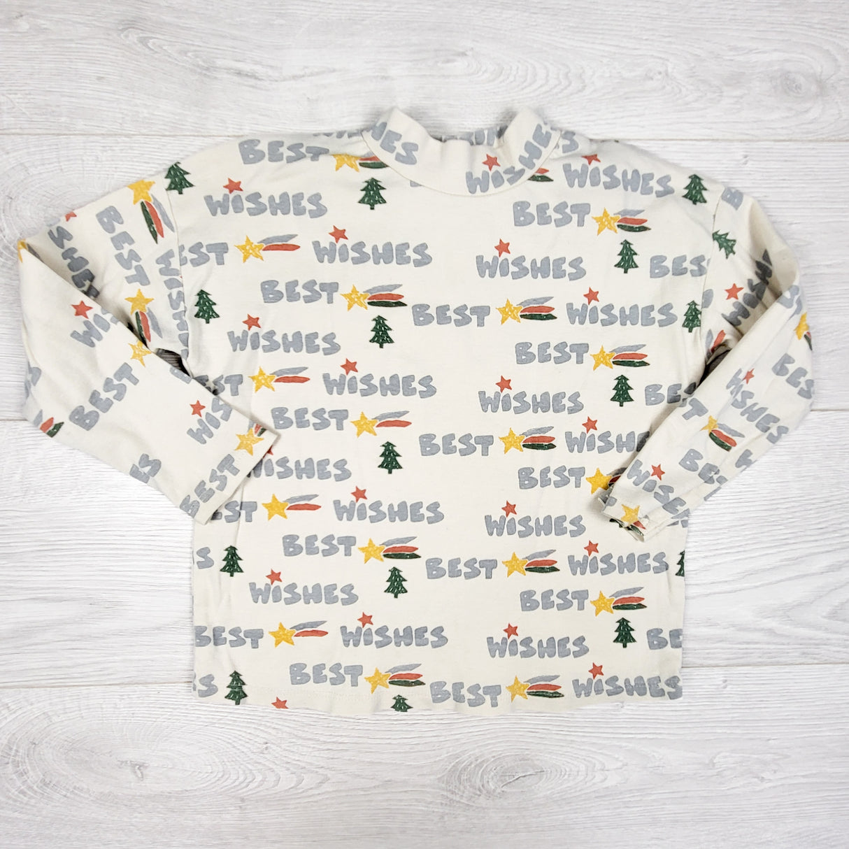 Zara cream coloured "Best Wishes" long sleeve top. Size 4/5T