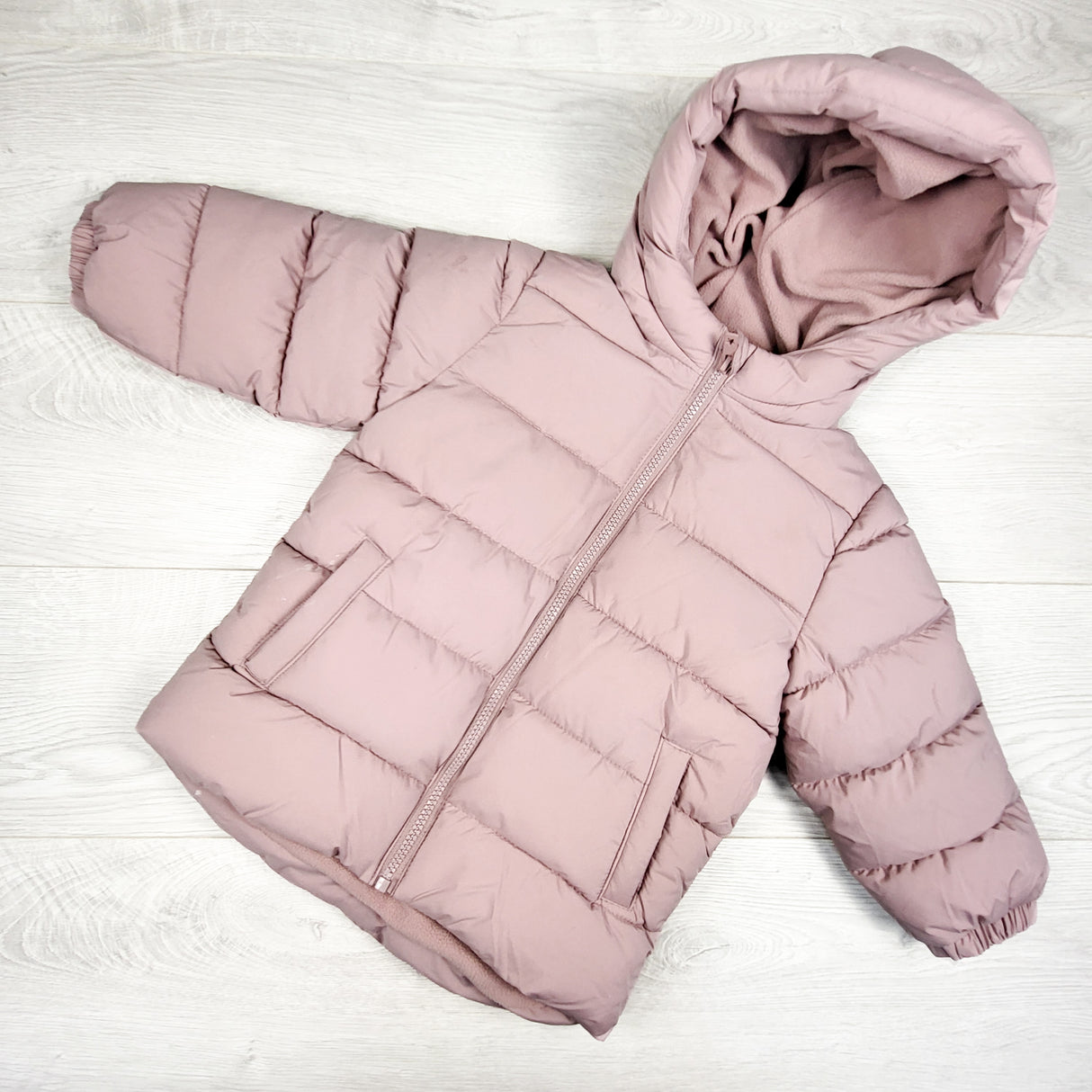 Next pink fleece lined puffer jacket. Size 2/3T