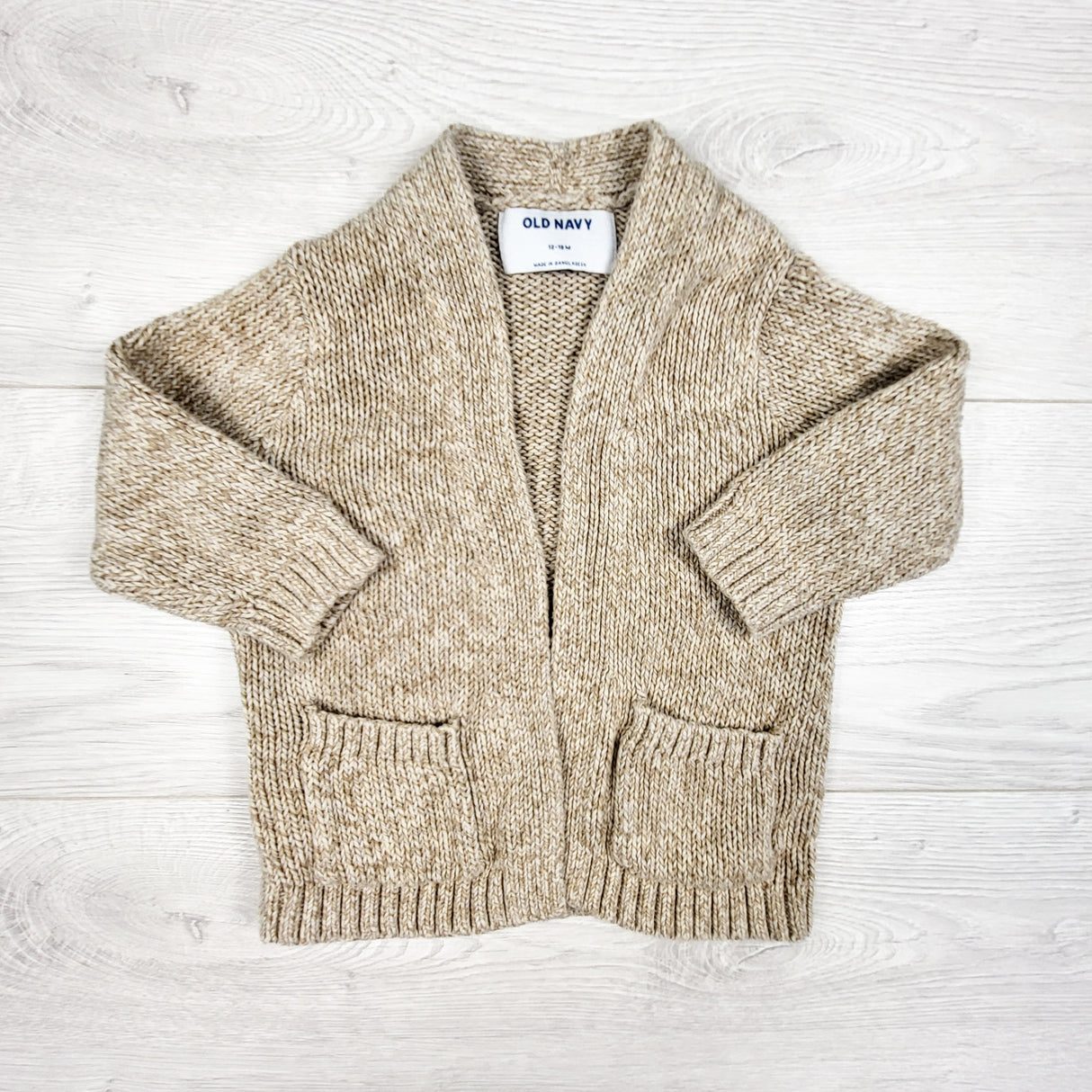Old Navy oatmeal coloured open caradigan sweater. Size 12-18 months
