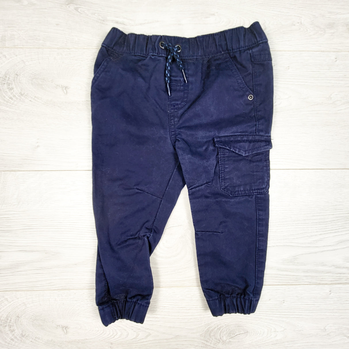 George navy tapered twill drawstring joggers. Size 12-18 months