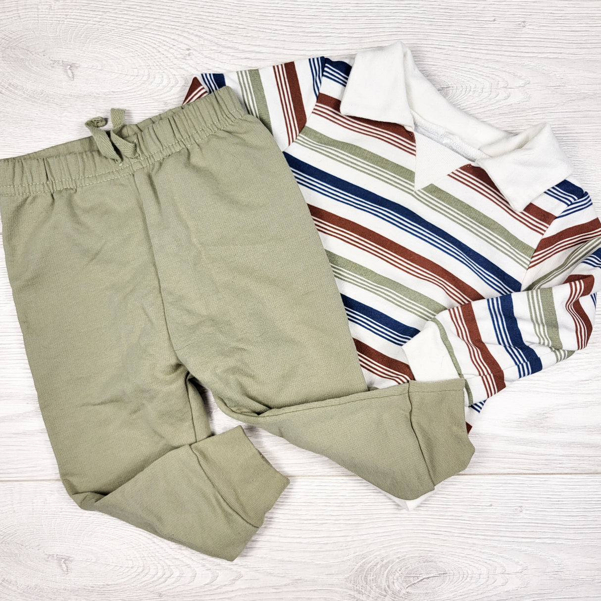 Chick Pea 2pc set (stripes.) Size 12 months