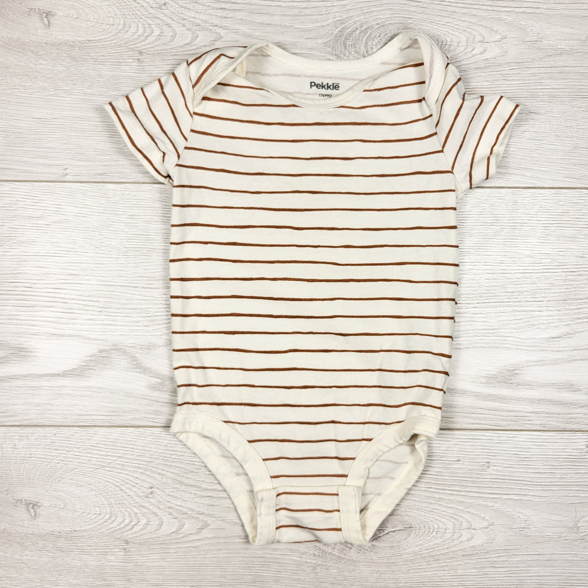 Pekkle cream and tan striped bodysuit. Size 12 months