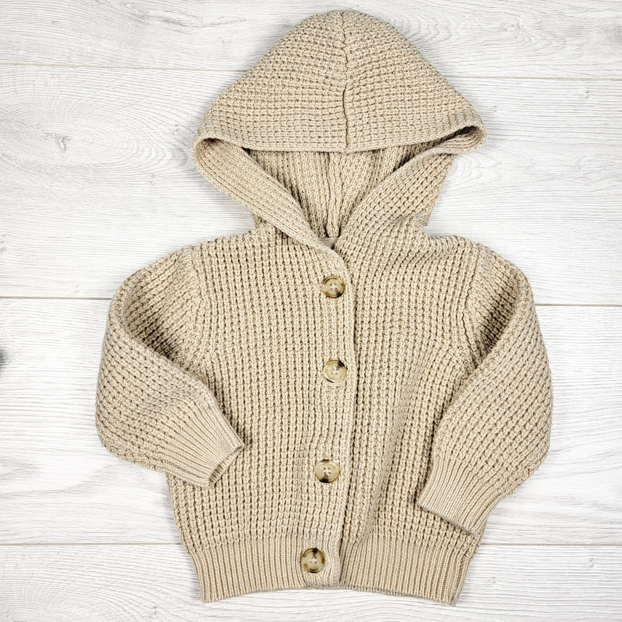Rococo beige hooded sweater. Size 12 months