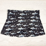 Stonz black shark patterned UPF 50+ swim skort. Size 3T