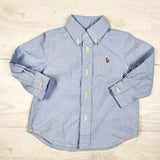Ralph Lauren blue button down Oxford shirt. Size 12 months - retails for $65 new