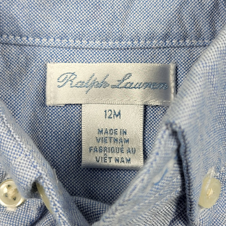 Ralph Lauren blue button down Oxford shirt. Size 12 months - retails for $65 new