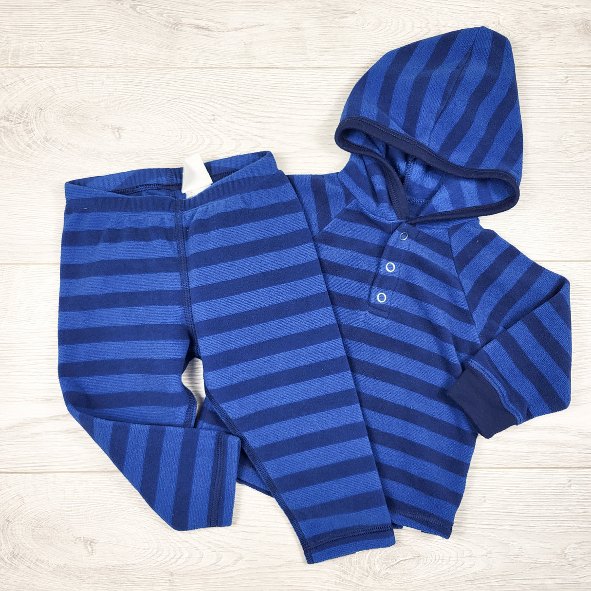 MEC blue striped 2pc Bambini fleece hoodie set. Size 6 months