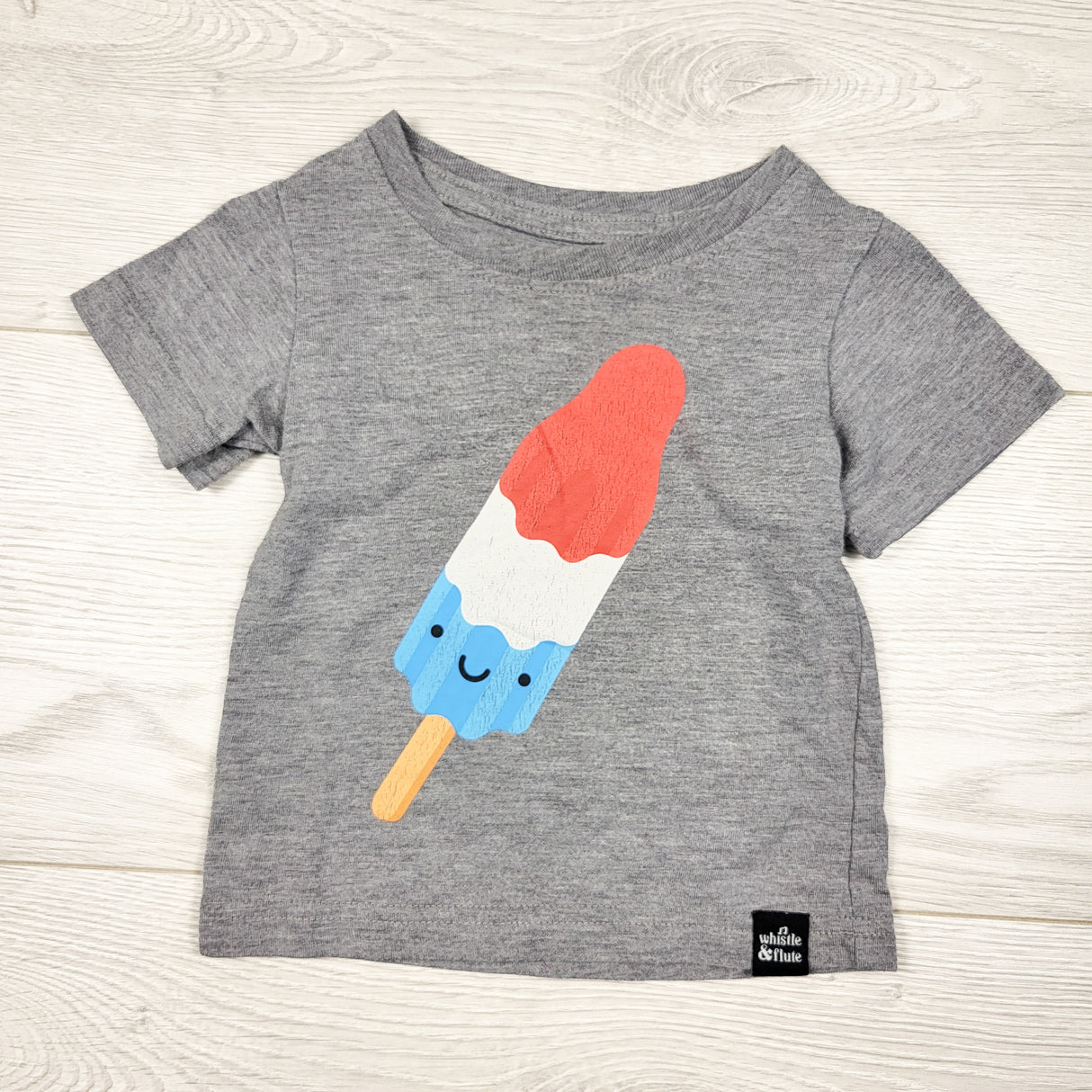 Whistle and Flute grey pop rocket t-shirt. Size 6-12 months - AS IS