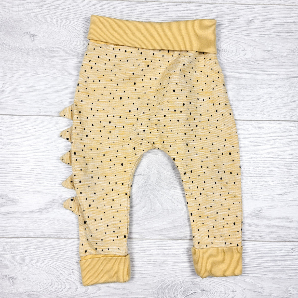 Mothercare yellow dot patterned pants with scales. Size 9-12 months