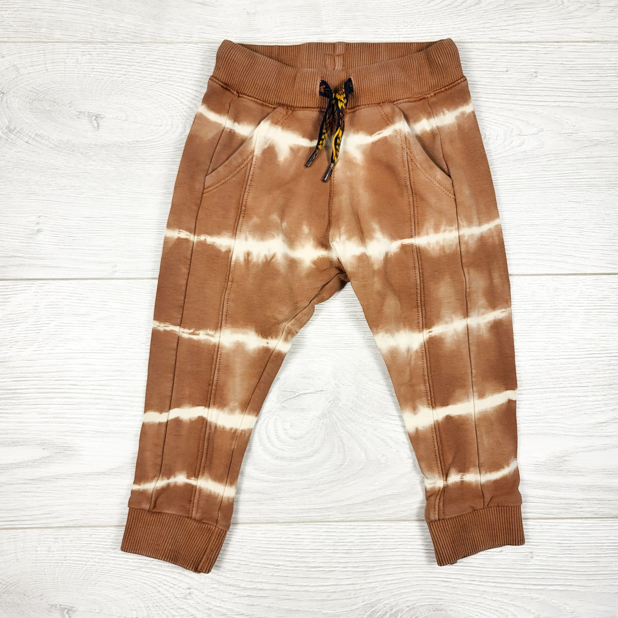 Noppies tan bleach dye joggers. Size 6-9 months