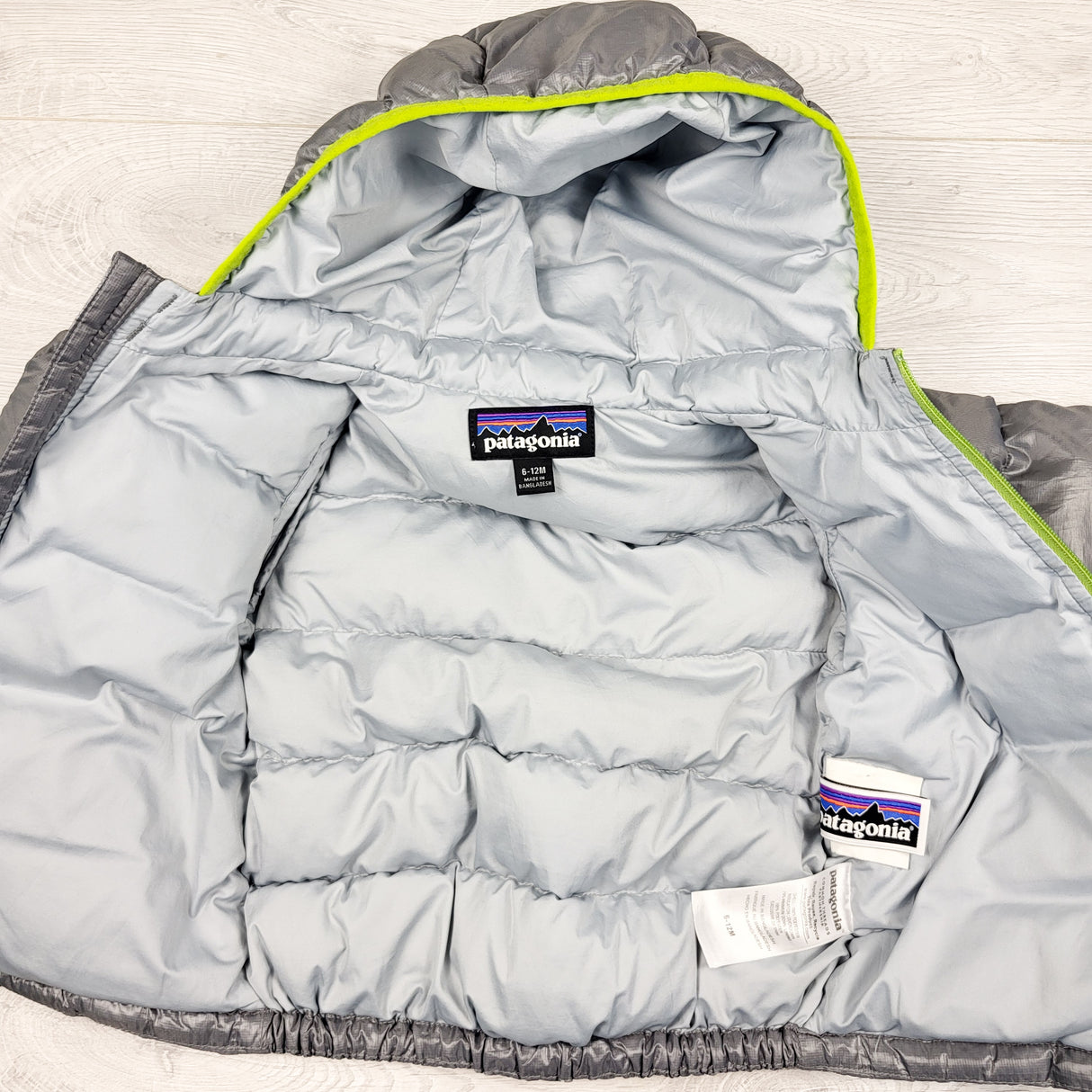 Patagonia Grey Hi-Loft Down Puffer jacket. Size 6-9 months