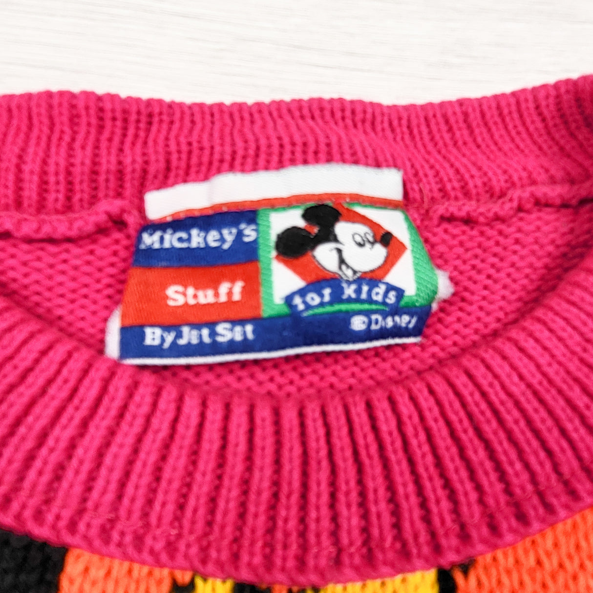 Vintage Mickey's Stuff by Jet Set neon Minnie Mouse sweater. Tagged as 4/5T