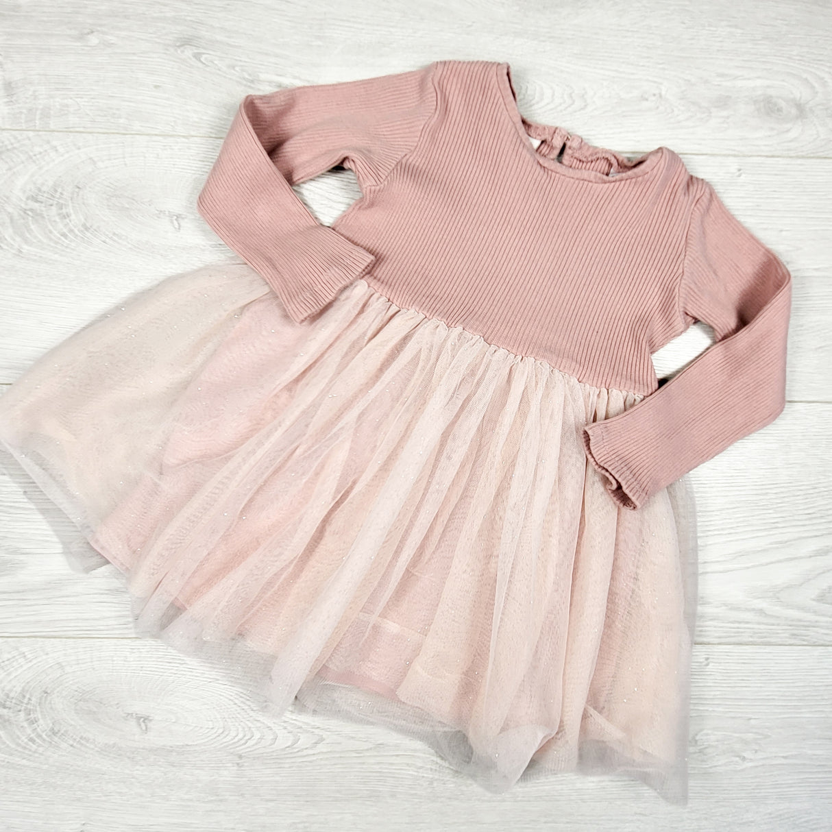 Zara pink ribbed dress with tulle skirting. Size 5T