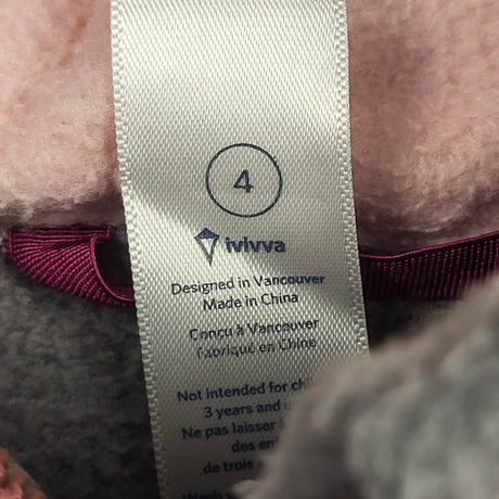 Ivivva (Lululemon) grey and pink scuba hoodie. Size 4T