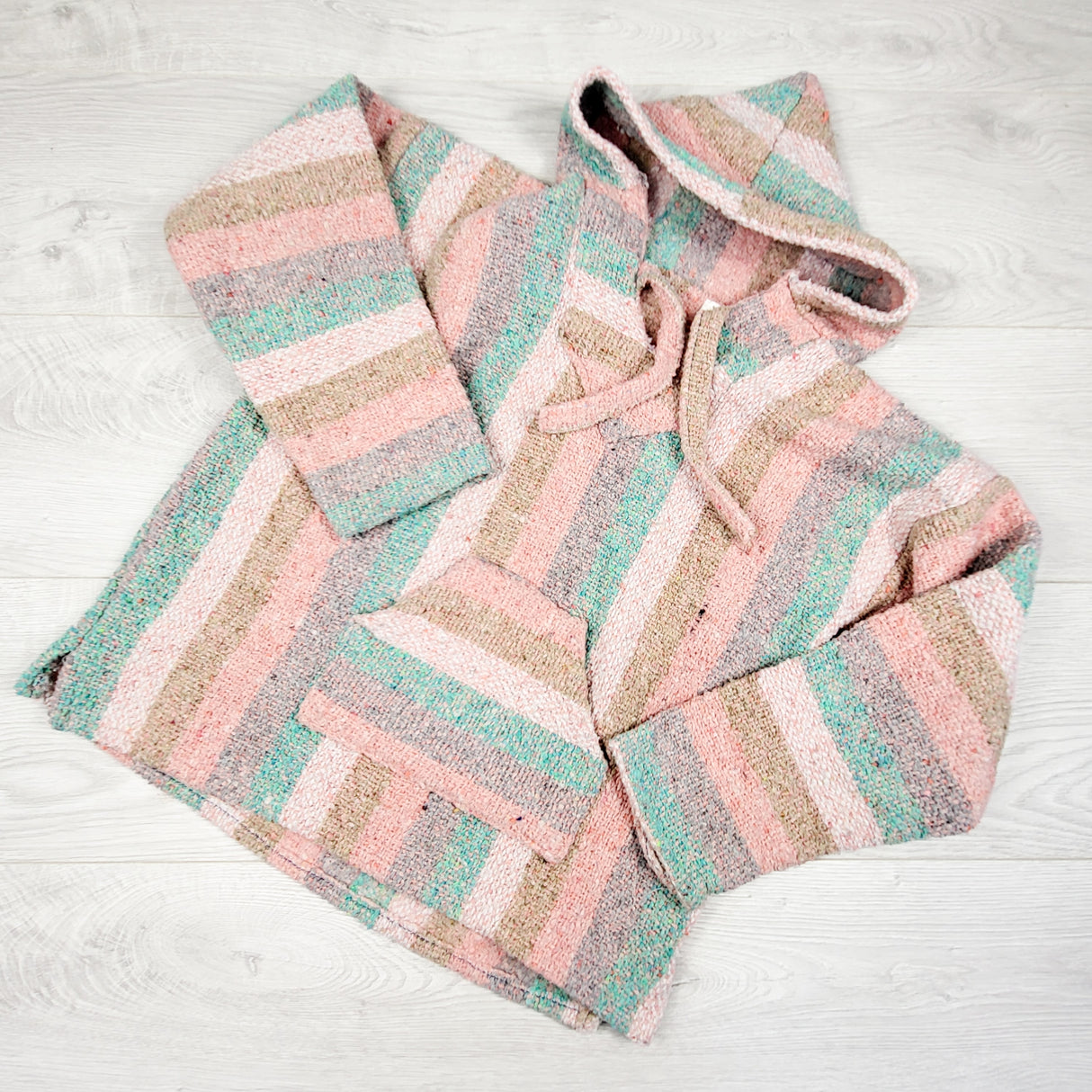 Vel-Mex striped hooded poncho. Size small (6/7ish)