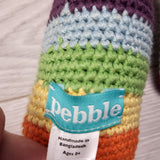 Pebble handmade fair trade rainbow bunny stick rattle