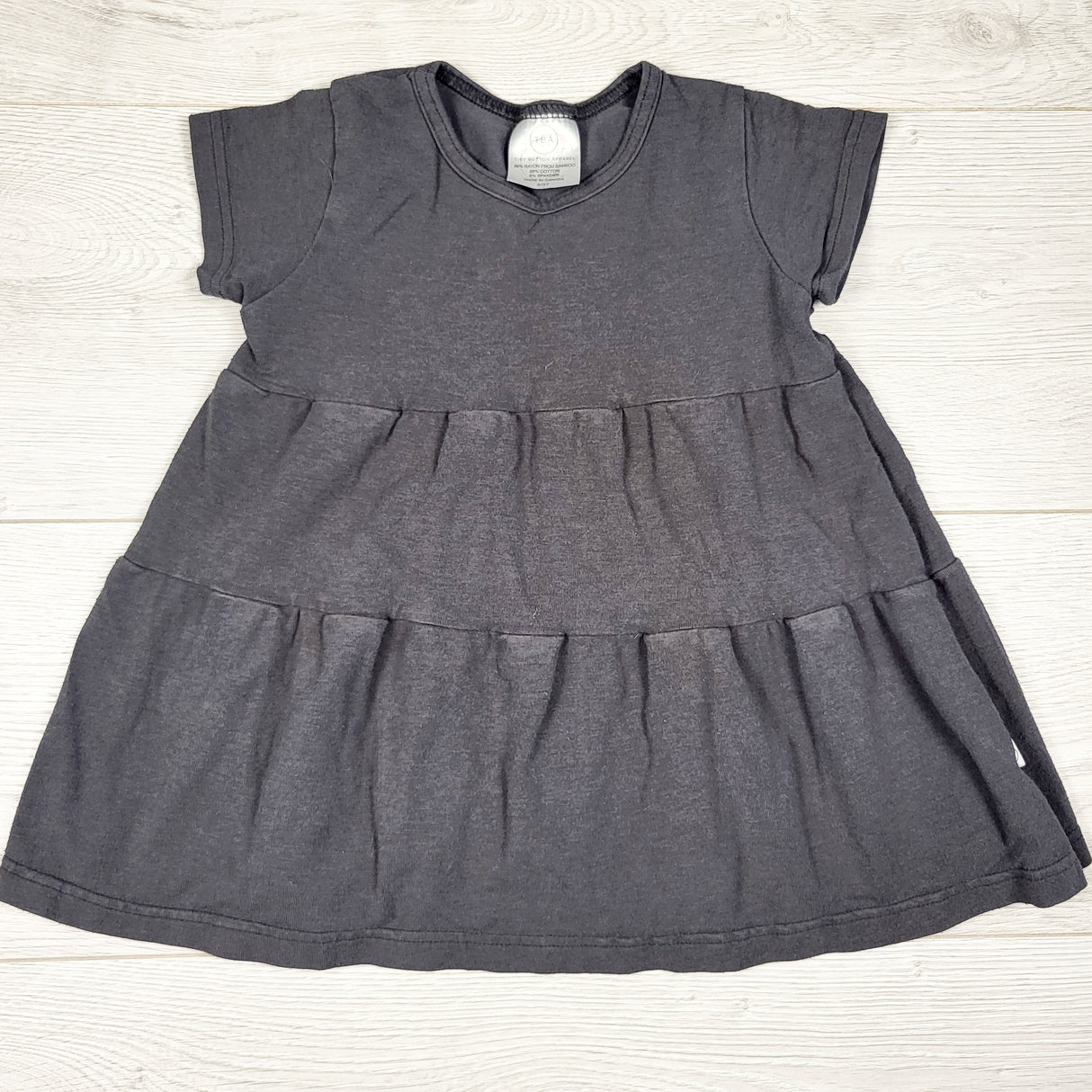 Tiny Button Apparel grey bamboo blend dress. Size 2/3T