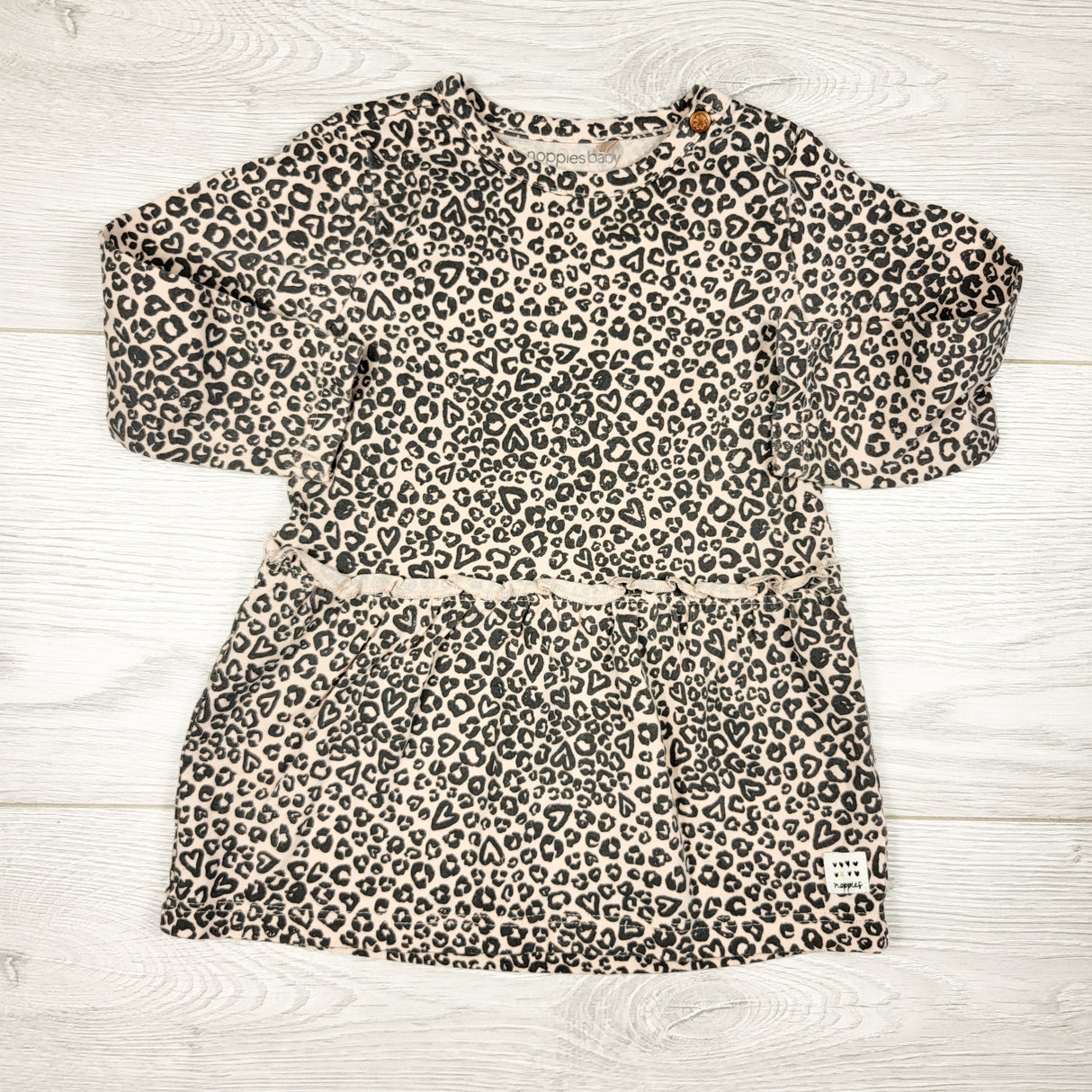 Noppies pink leopard print dress. Size 4-6 months
