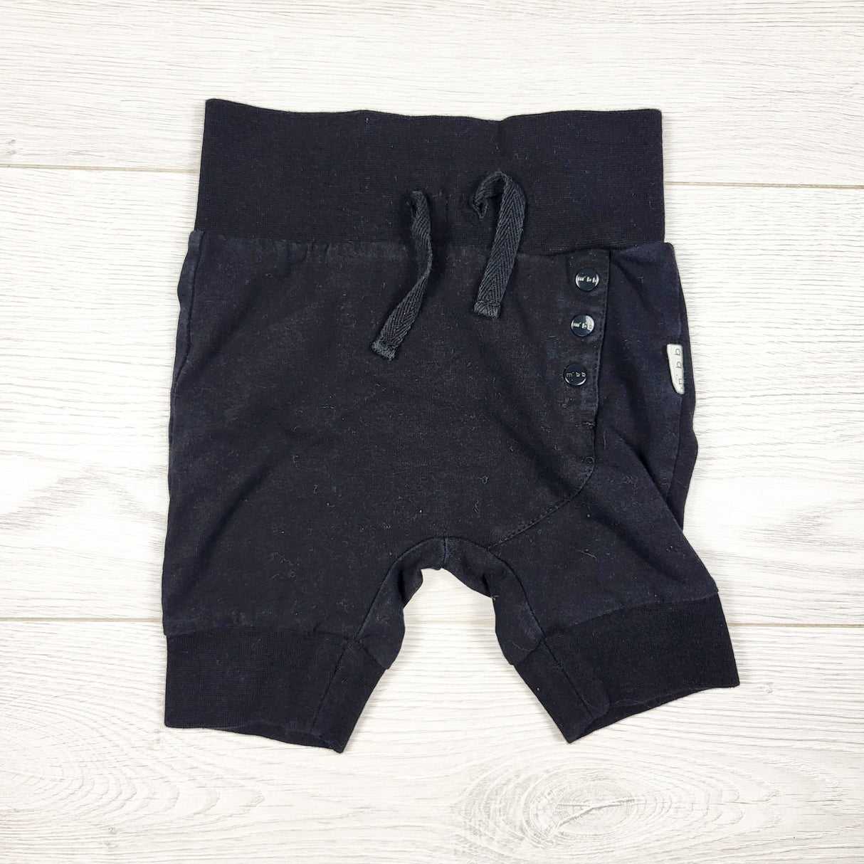 Miles Baby black harem jogger shorts. Size 3 months