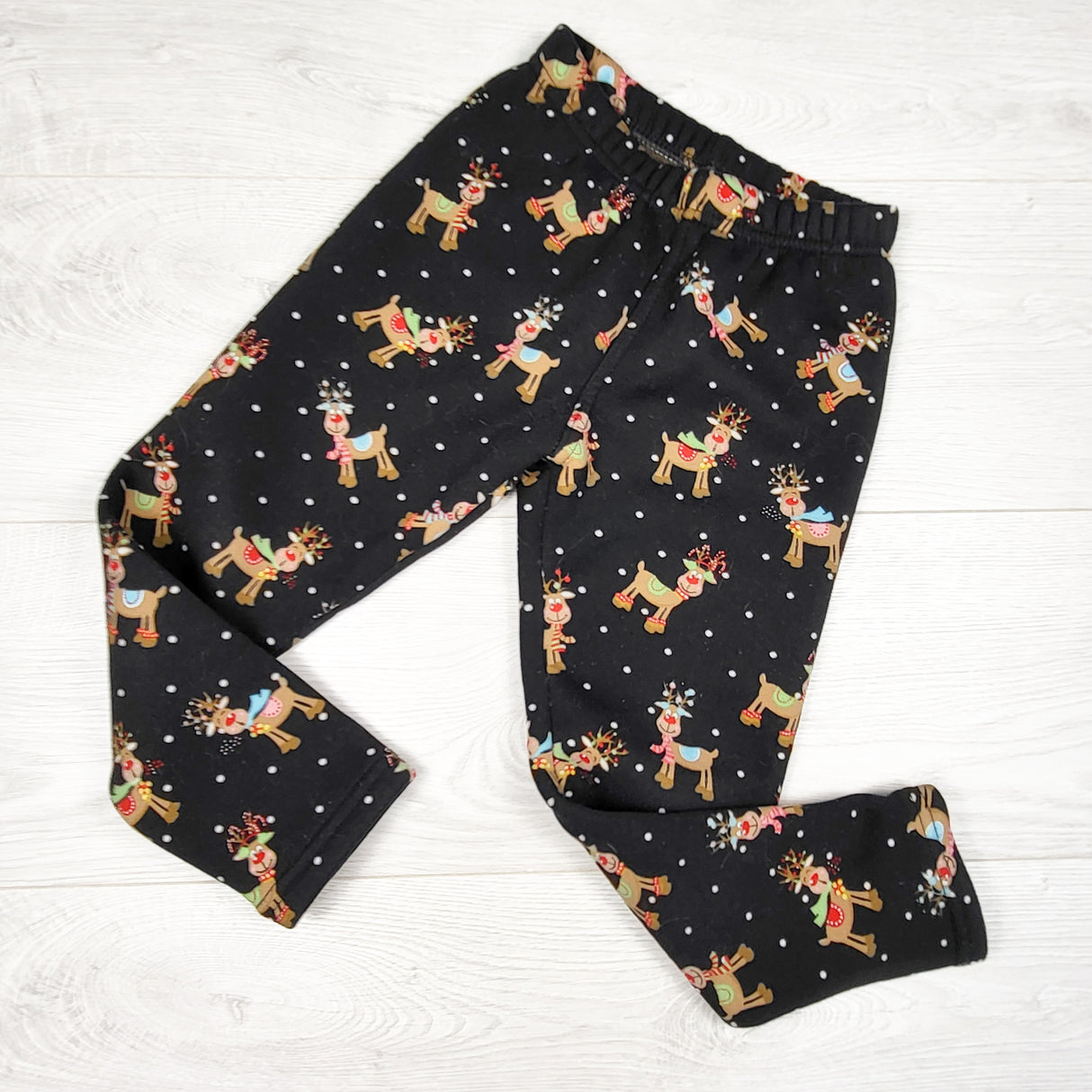 Just Cozy plush lined reindeer leggings. Size 7/8