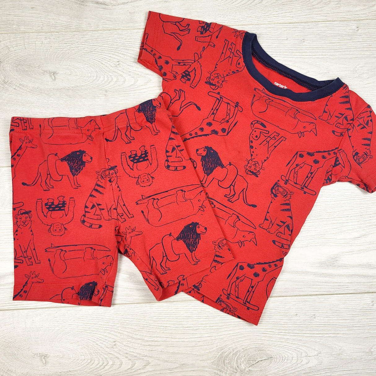 Carters red and navy 2pc PJs with animals.Size 3T - AS IS