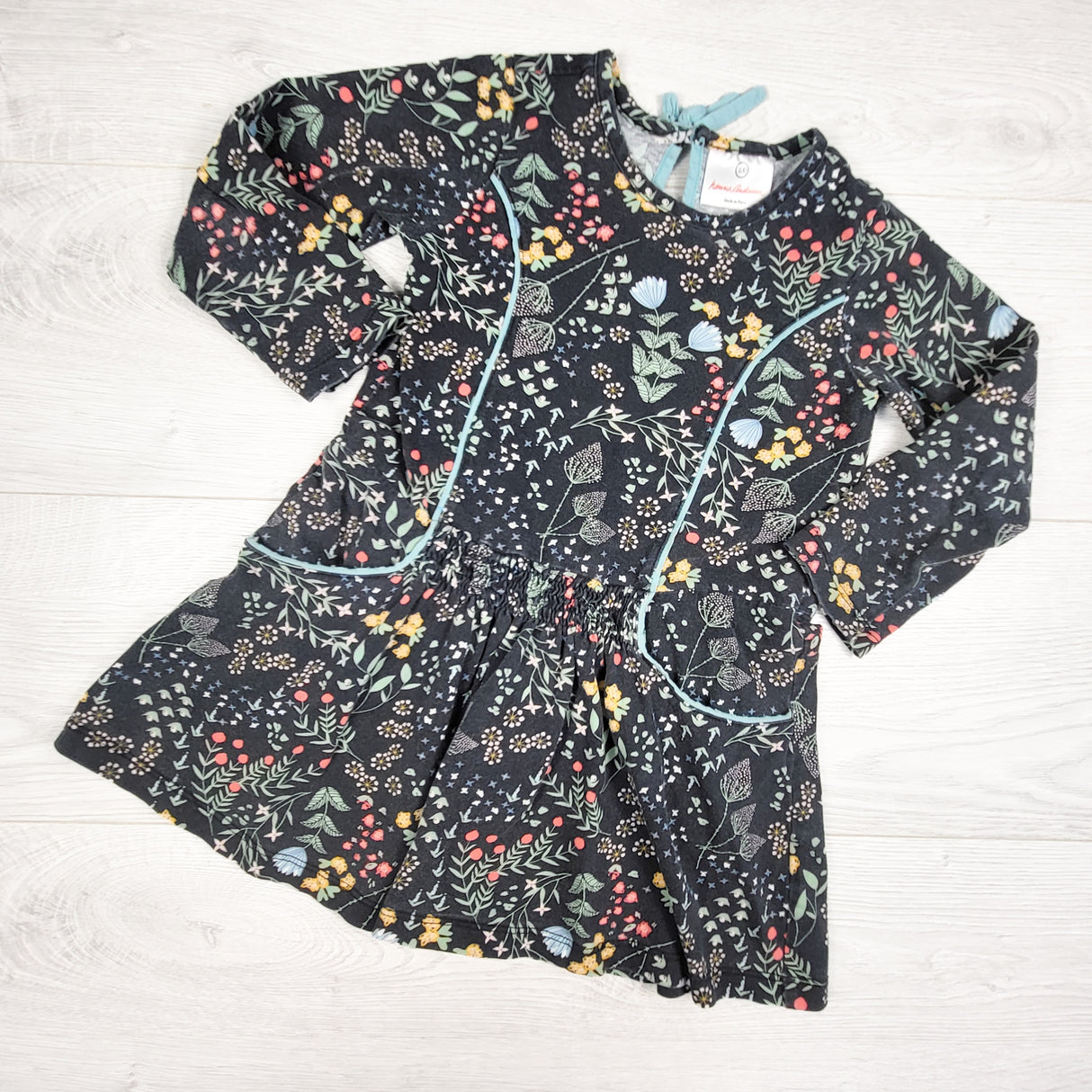 Hanna Andersson black floral print dress. Size 4T