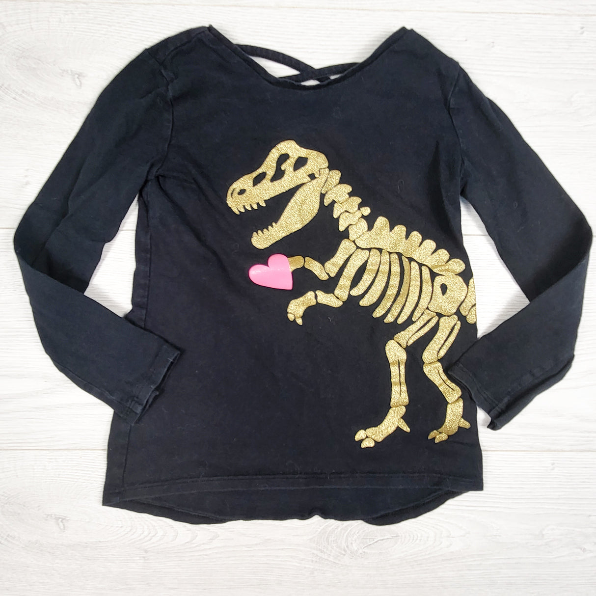 Carters black top with dinosaur. Size 4/5T