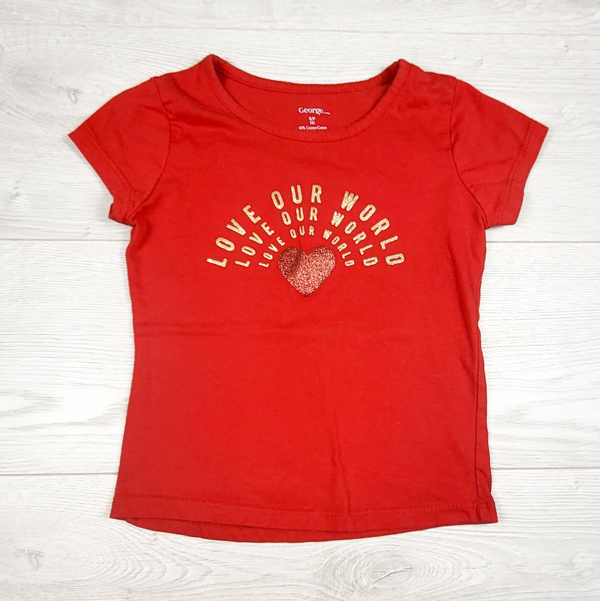 George red "Love Our World" t-shirt. Size 6