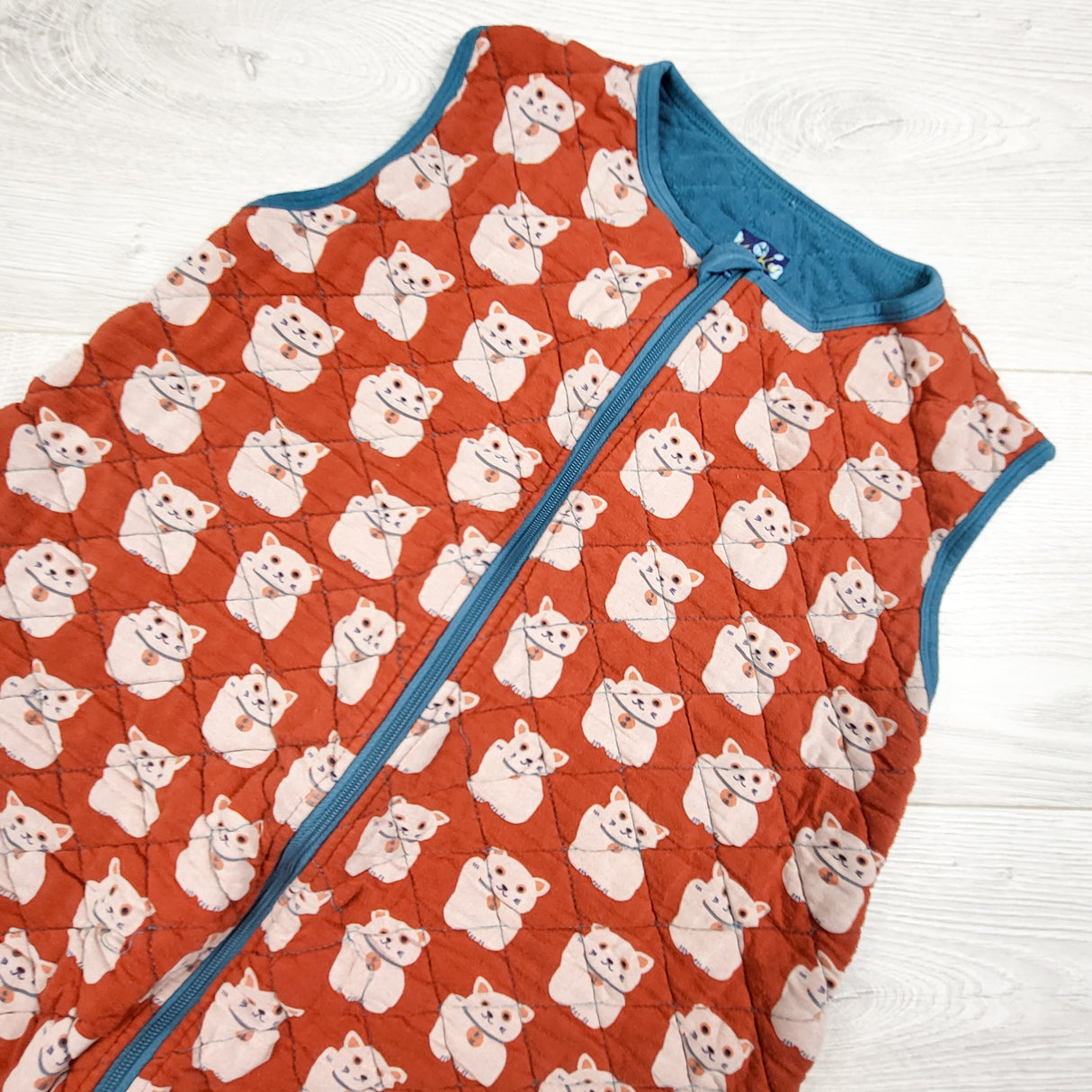 Kickee Pants bamboo sleep bag with lucky cat. Size 6-18 months