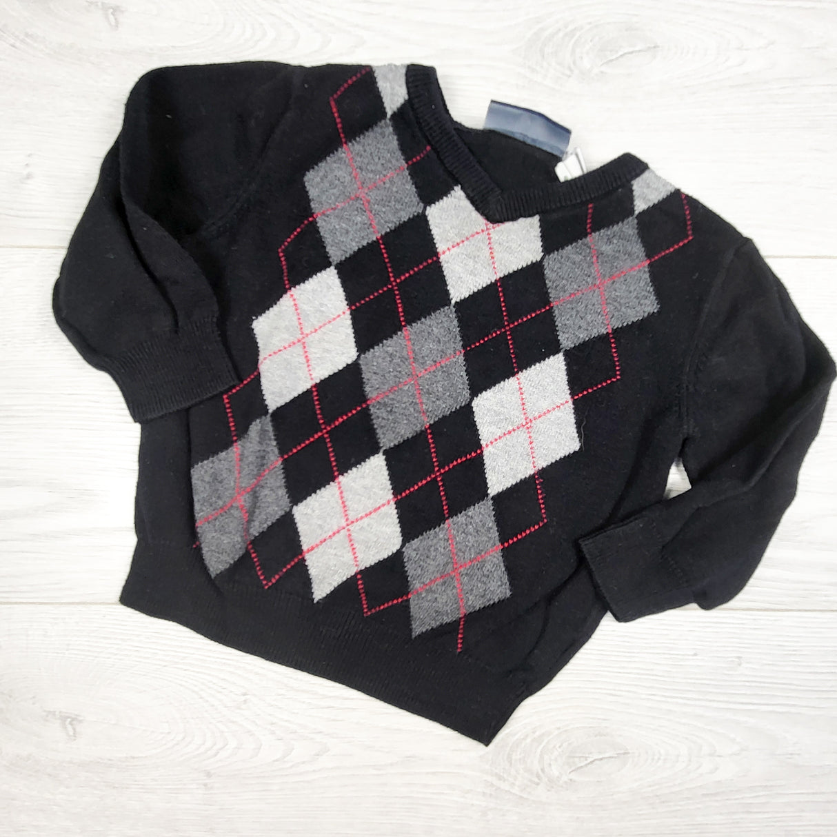 Children's Place black argyle sweater. Size 12-18 months