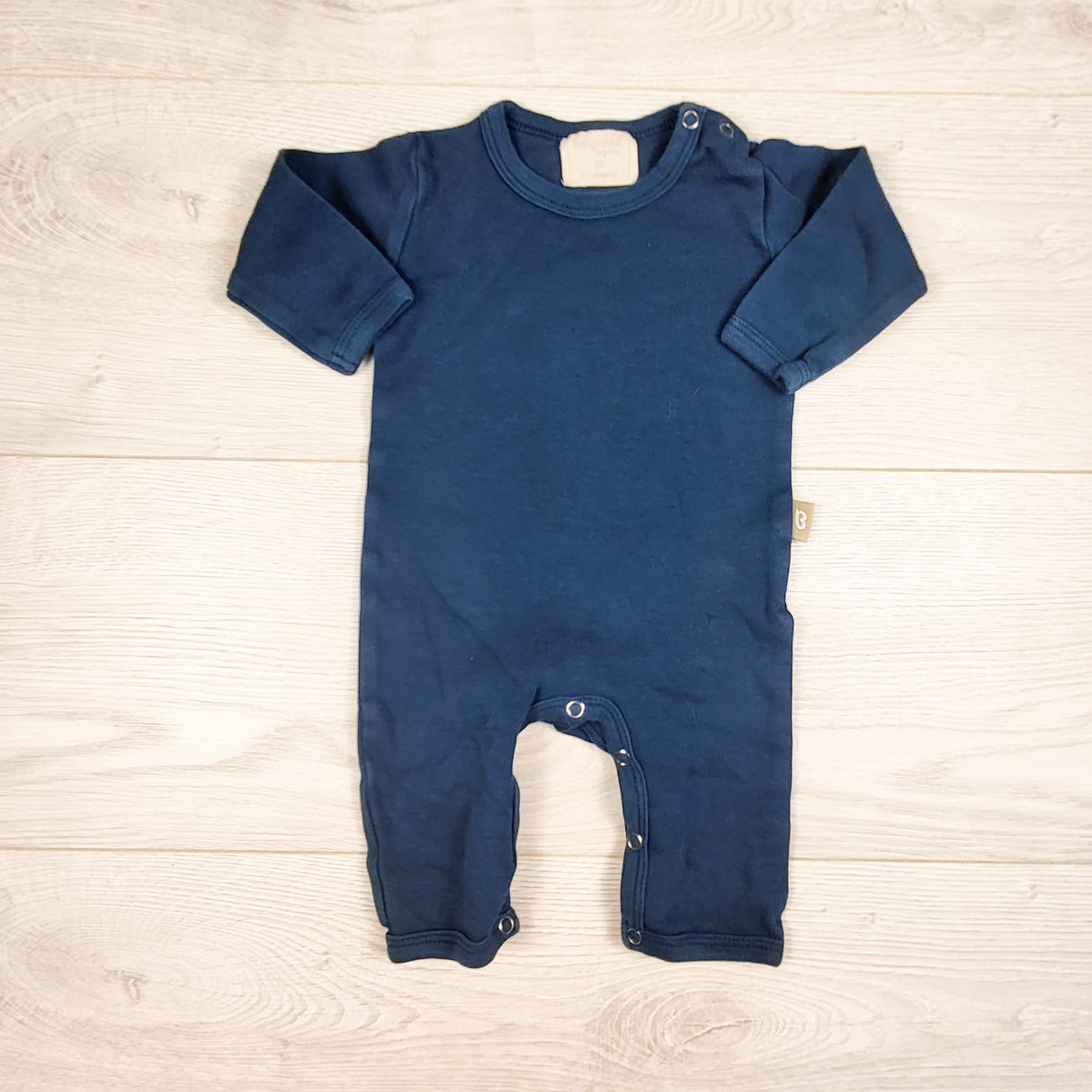 Babyushka blue organic cotton romper. Size 3-6 months