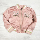 Urban Republic pink floral embroidered satin bomber jacket. Size 2T