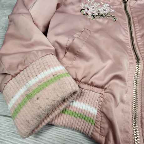 Urban Republic pink floral embroidered satin bomber jacket. Size 2T