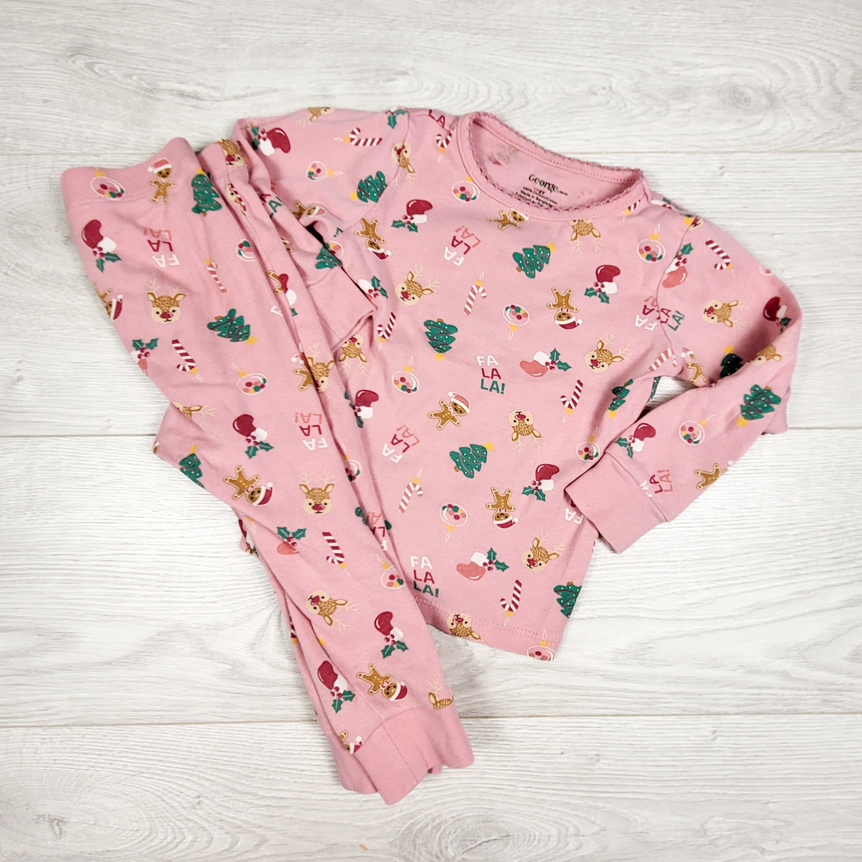 George pink 2pc Christmas themed PJs. Size 2T