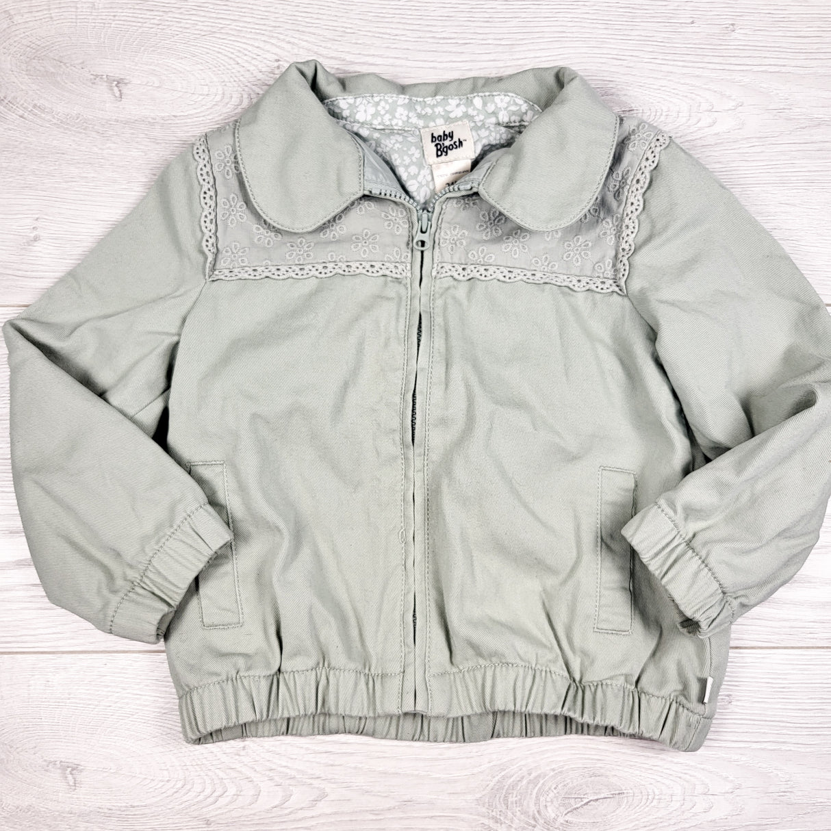 Baby B'gosh sage green zip up canvas jacket. Size 24 months