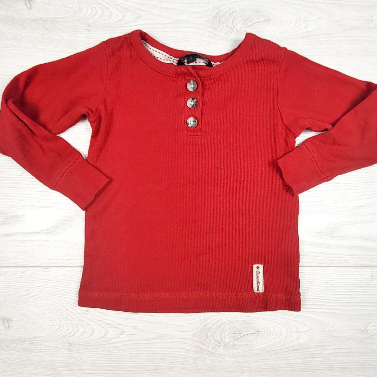Canadiana red ribbed long sleeve top. Size 2T