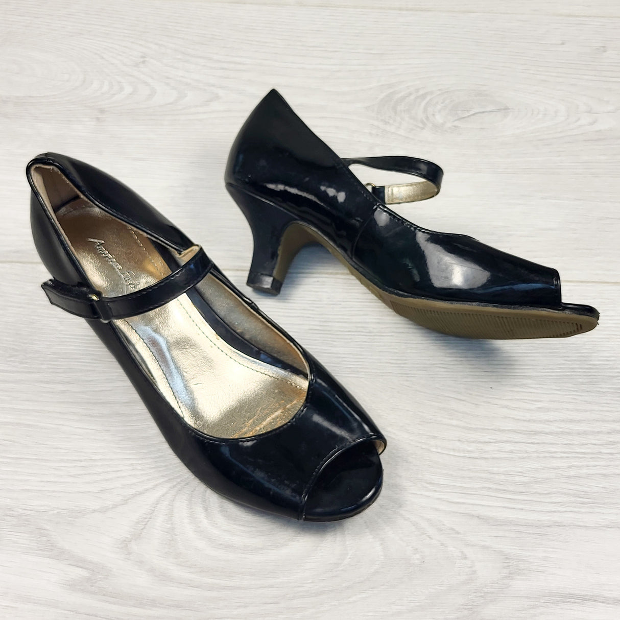 American Eagle black open toed heels. Size 12.5