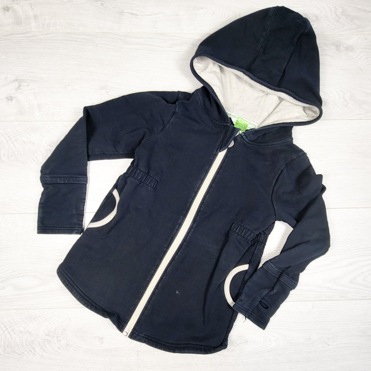 Peekaboo Beans black zip up hoodie. Size 7