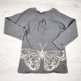 Peekaboo Beans grey dress with butterfly on back. Size 8