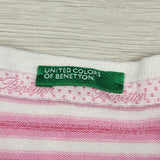 United Colors of Benneton pink striped cardigan sweater. Size 7/8