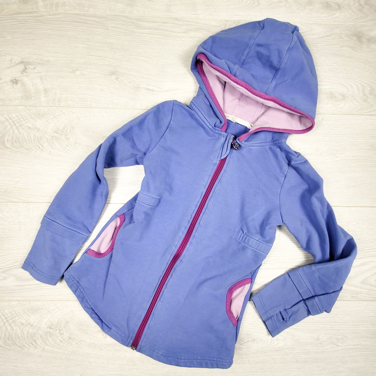 Peekaboo Beans blue zip up hoodie. Size 7