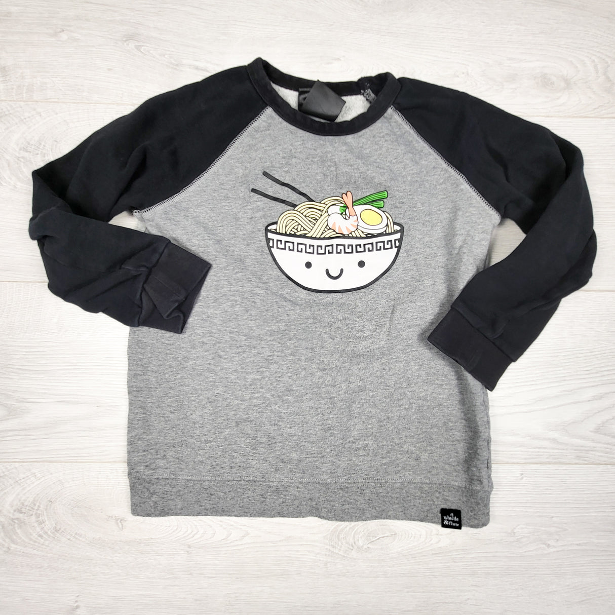 Whistle and Flute grey and black ramen hoodie. Size 7/8