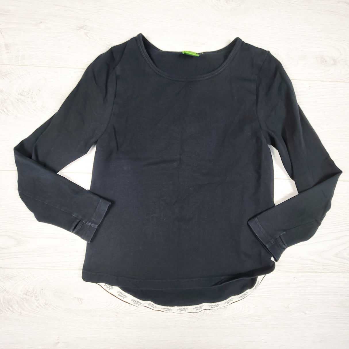Peekaboo Beans black long sleeve top. Size 7