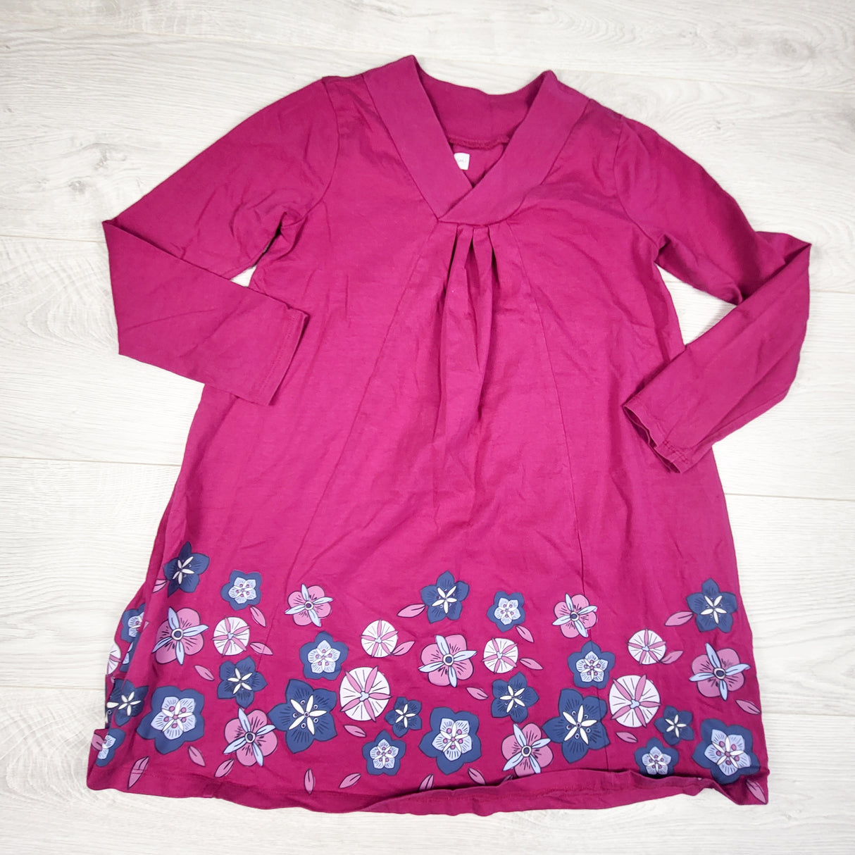 Tea Collection pink dress with flowers at hem. Size 7