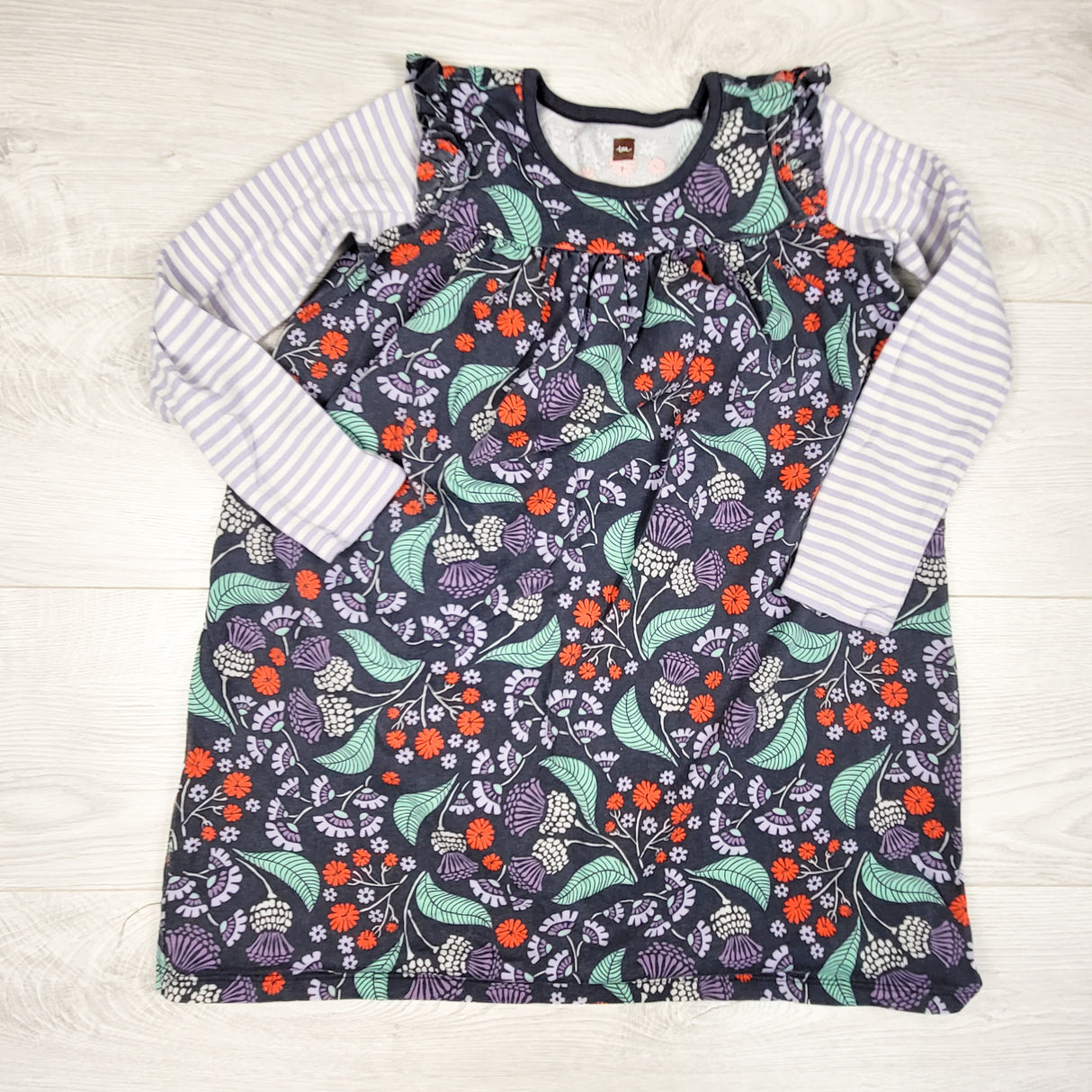 Tea Collection grey floral print fooler dress. Size 7