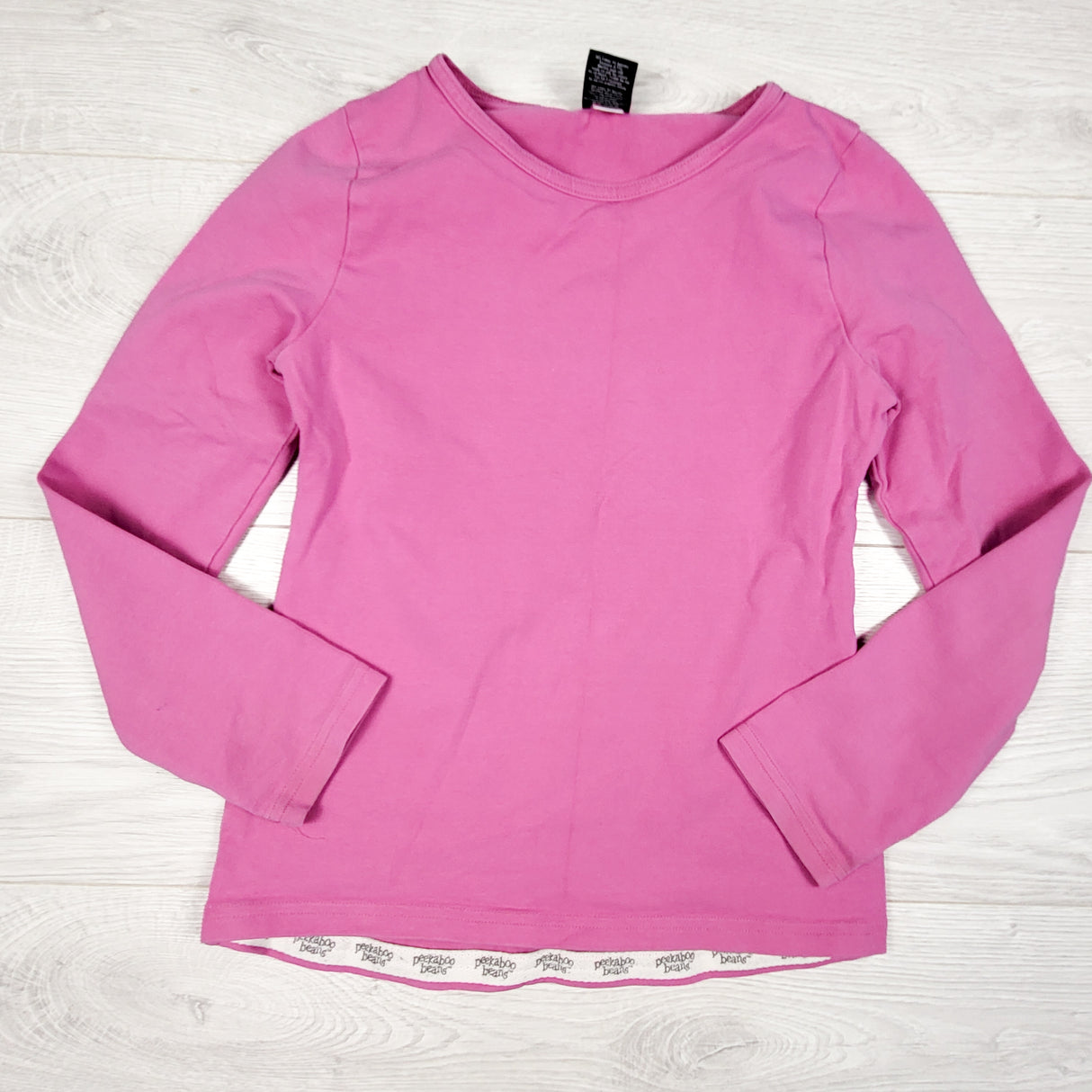 Peekaboo Beans bubblegum pink long sleeve top. Size 7