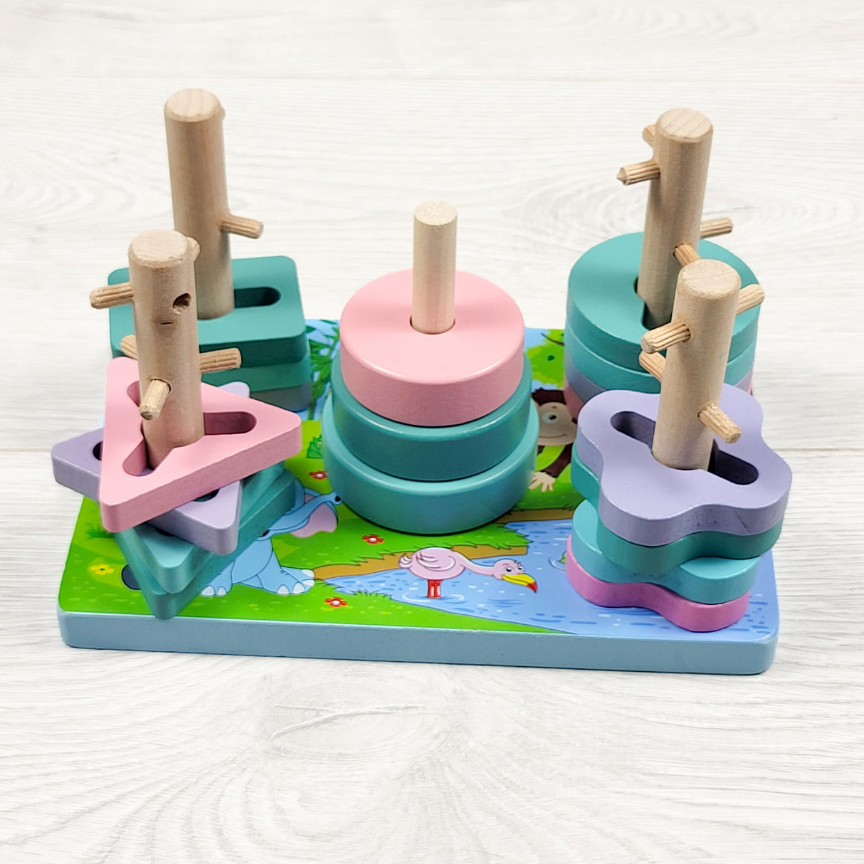 Wooden matching and stacking toy (sorry, no shipping)