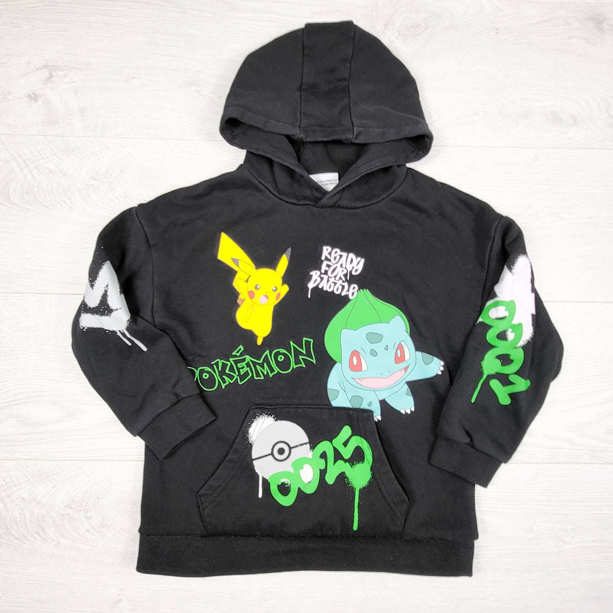 Black pullover Pokemon hoodie. Size 5/6